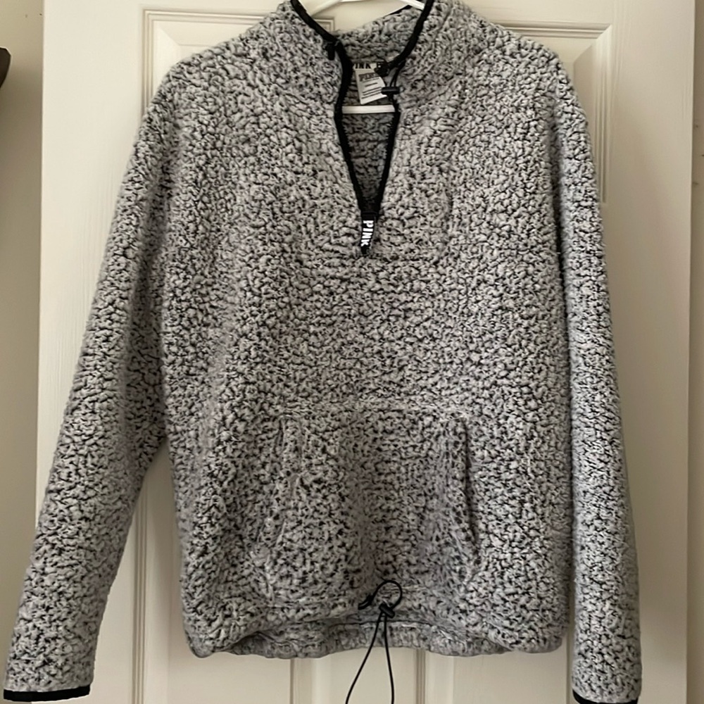 Victoria Secret (Pink) Quarter Zip Fuzzy Sherpa Size Large